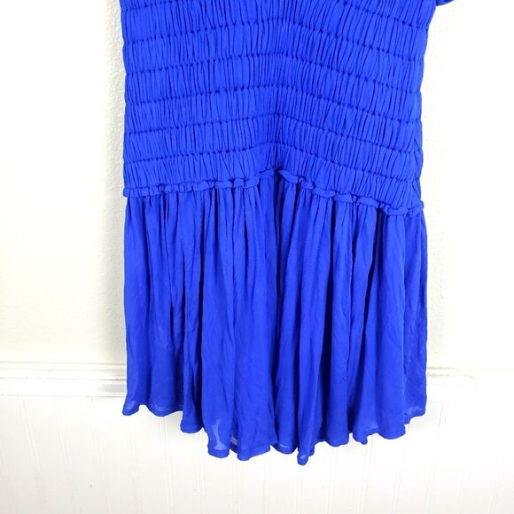 A.L.C. NWT Luna Colbat Blue Smocked Pleated V-Neck Draped Mini Dress Size XS - Picture 7 of 13